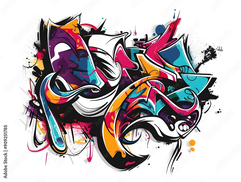Naklejka premium Vibrant Graffiti Inspired Sticker Design for Streetwear Fashion