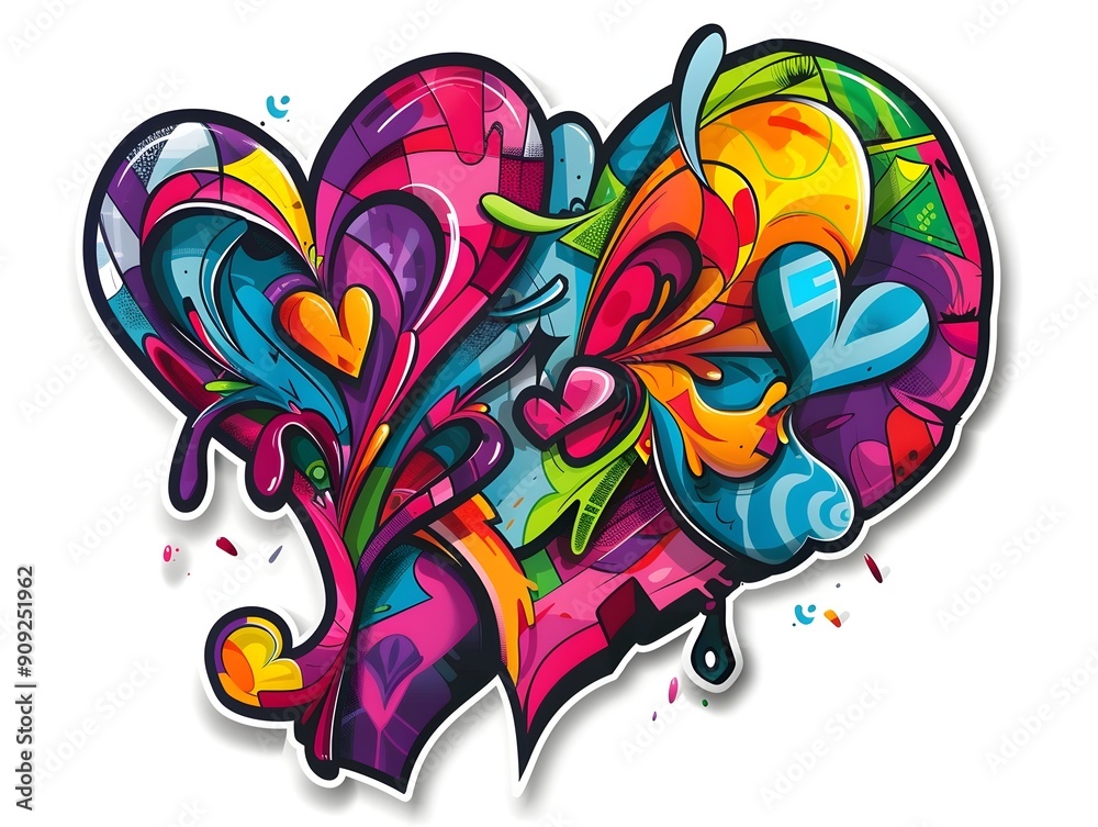 Fototapeta premium Vibrant Graffiti Inspired Heart for Stylish Streetwear Designs