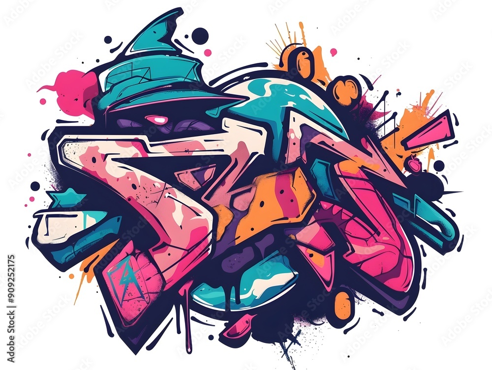 Fototapeta premium Stylish Streetwear Graffiti Inspired Colorful Abstract Art Design