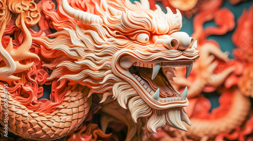 raditional Chinese Dragon Sculpture in Vivid Detail