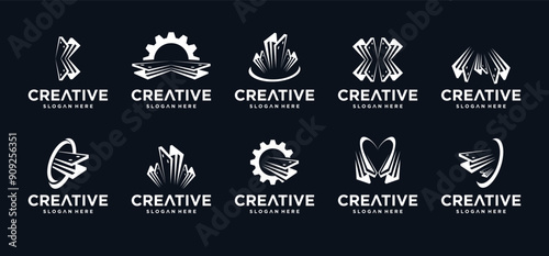 Vector steel logo design with future modern steel beam icon.
