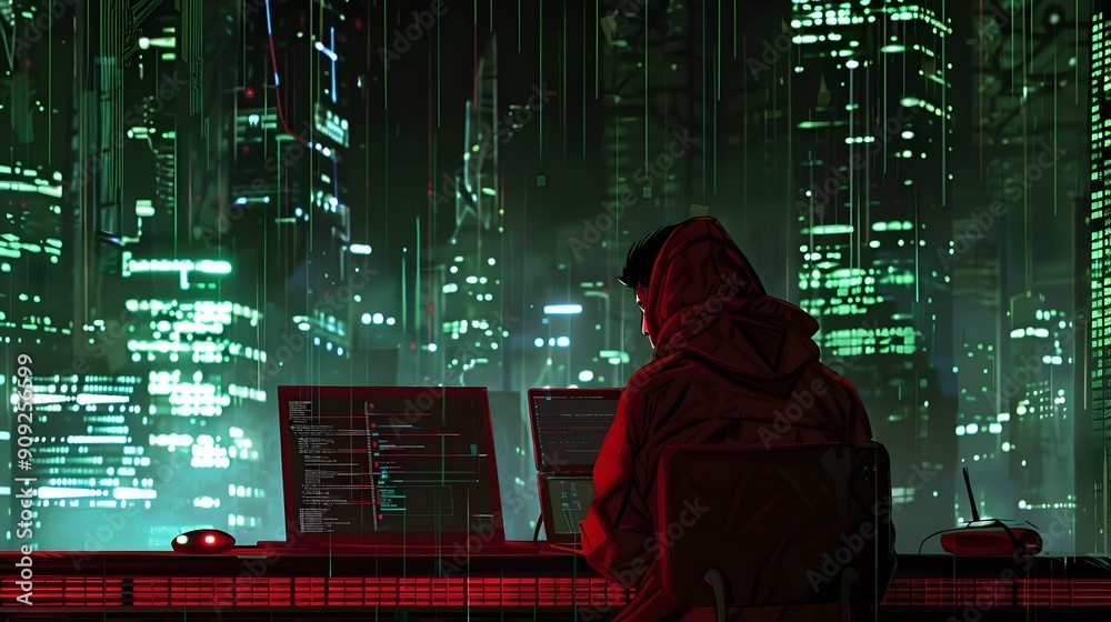 Futuristic Cityscape Under Cyber Attack Repelled by Secure Digital Firewall Futuristic Cityscape Under Cyber Attack Repelled by Secure Digital Firewall