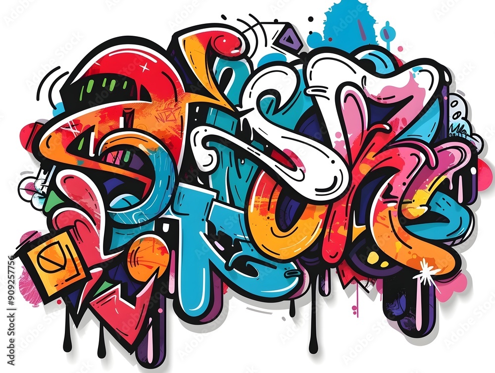 Fototapeta premium Stylish Streetwear Graffiti Inspired Sticker Design for Apparel and Accessories