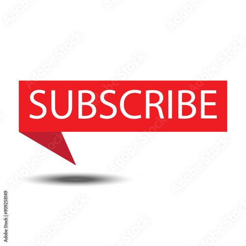 Subscribe button for get more notification to next video and content. Click red color button subscribe to channel social media platforms, marketing, promotion, vector and illustration.