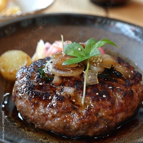 Hambagu - Japanese-style hamburger steak. photo