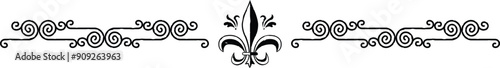Celtic Curved Lines Border, Header, Footer - Fleur de Lys