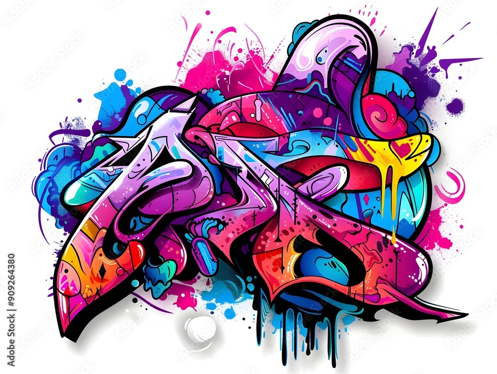 Fototapeta premium Stylish Graffiti Inspired Streetwear Design with Vibrant Abstract Patterns and Textures