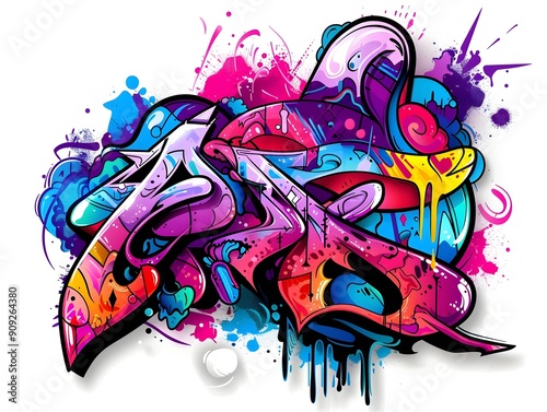 Stylish Graffiti Inspired Streetwear Design with Vibrant Abstract Patterns and Textures