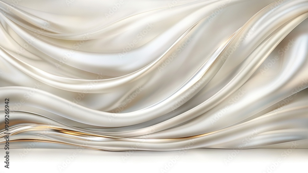 Obraz premium Close-up photo of white fabric with gold stripes at top and bottom