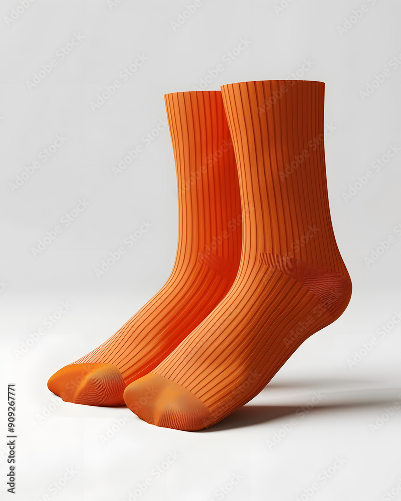 Orange socks on a plain background, vibrant and stylish accessory to add color to your everyday wardrobe Orange socks on a plain background, vibrant and stylish accessory to add color to your everyday wardrobe