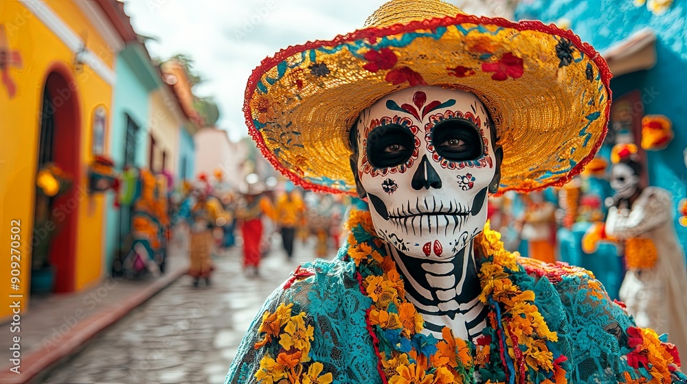 Obraz premium Vibrant Dia de los Muertos Festival Scene