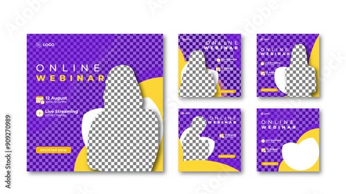 Learn business conference online live webinar social media post or square banner template