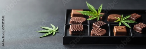 Edible chocolates, cannabisinfused, luxury packaging, Watercolor style photo