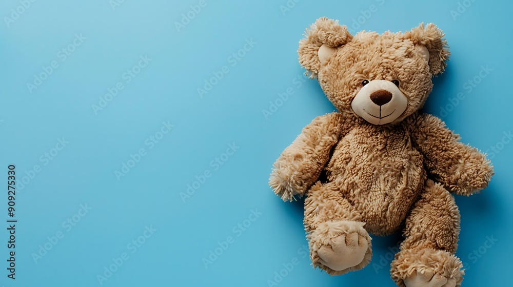 Obraz premium Teddy bear on the blue background
