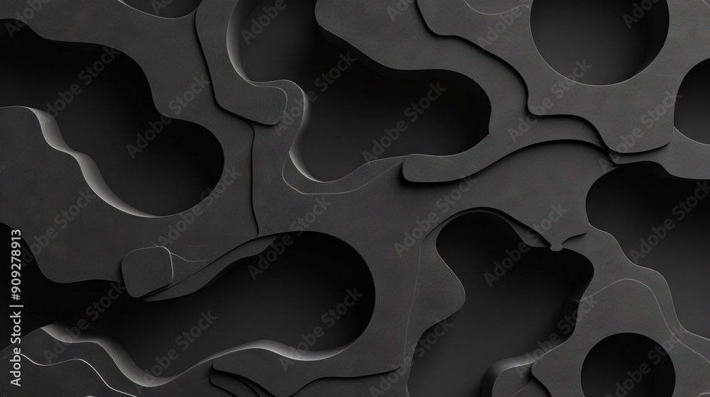 A zoomed-in photo of a dark wall containing several circular indentations surrounding a clock on the surface A zoomed-in photo of a dark wall containing several circular indentations surrounding a clock on the surface