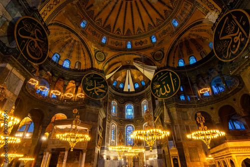 Interior of Hagia Sophia Grand Mosque in Istanbul  Turkey