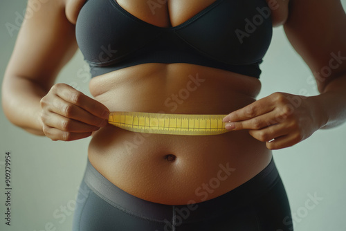 woman measuring their waist