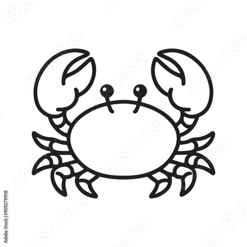 Crab line art coloring page vector illustration