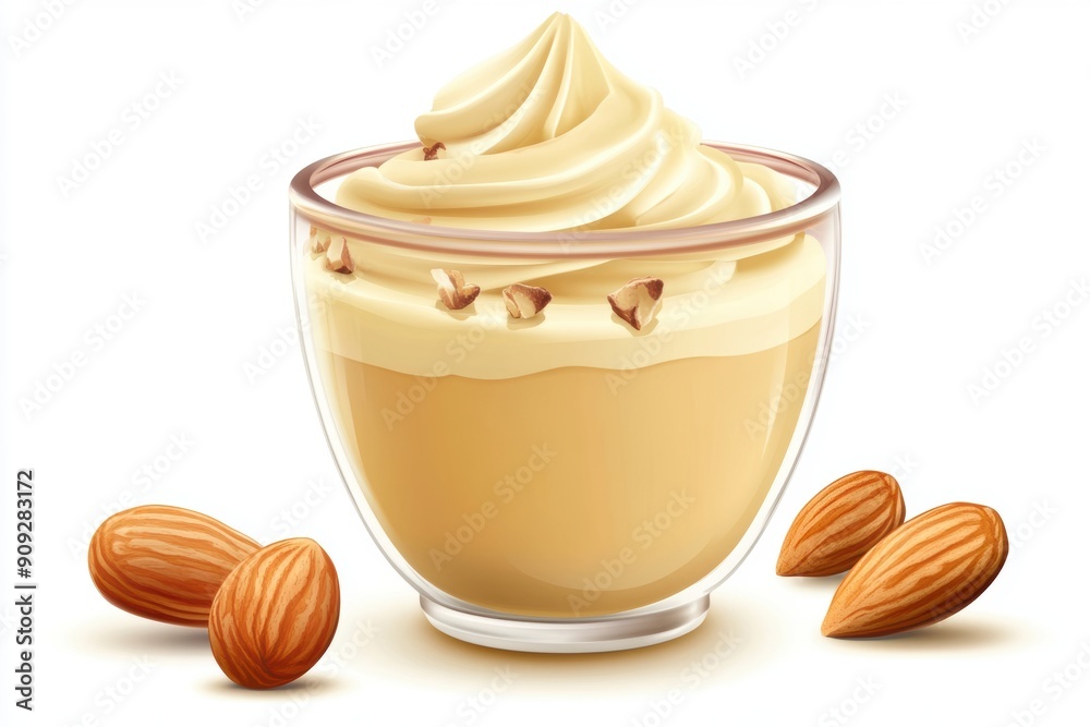 vanilla cream with chocolate and almonds