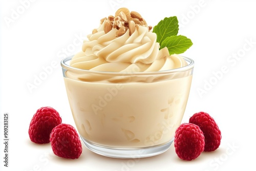 vanilla cream with chocolate and almonds