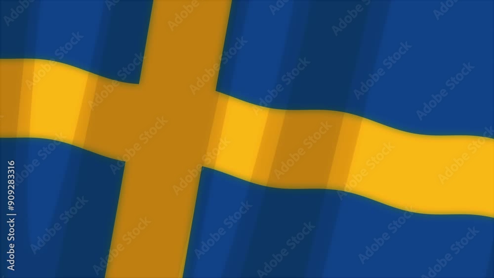 seamless loop of a stylized waving flag of Sweden
