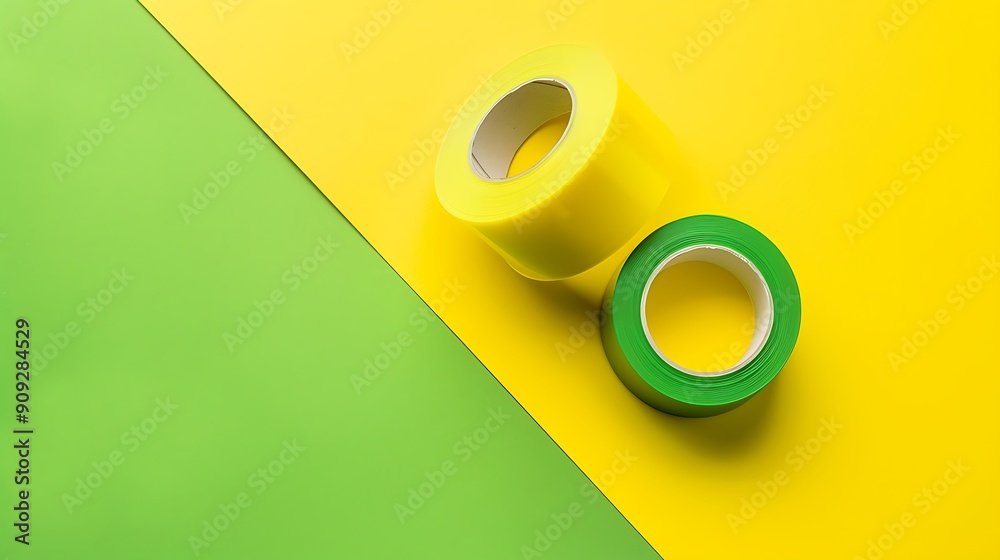 Teflon tape tool on yellow and lime background