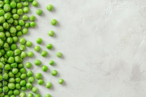 Green pea pods on a light background