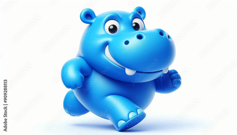 3D funny hippopotamus cartoon on white background 3D funny hippopotamus cartoon on white background