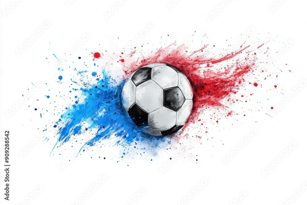 Fototapeta premium soccer ball on a red background