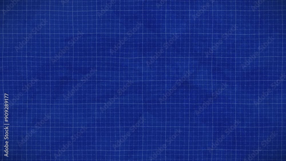 Crumbled blue grid paper with white lines, that is usually used for drawing blueprints, animated.