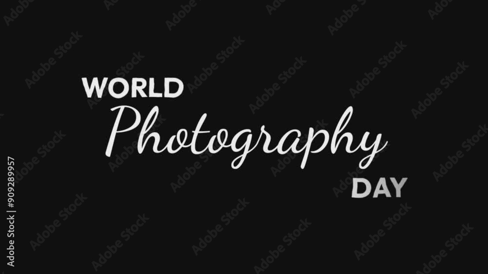 World Photography Day Text Animation Isolated On Dark Background. World Photography Day Text Animation Isolated On Dark Background.