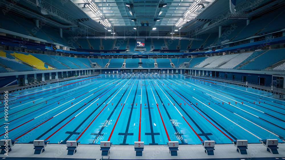 Fototapeta premium Stunning international world class swimming pool for sports, water