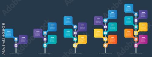 Five-Stage Process Visualization with Icons. Modern, Clean Design for Presentations and Reports. Colorful Vertical Timeline Infographic: Business Growth Roadmap.