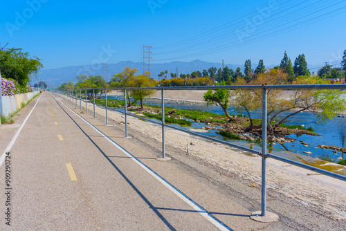 Scenic Pedestrian and Bike Path Along Los Angeles River in Elysian Valley photo