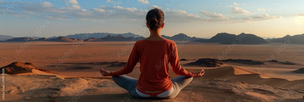 Peaceful Desert Meditation: A woman finds serenity in a breathtaking ...