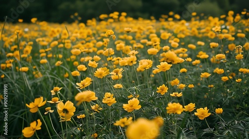 Field landscape and flowers