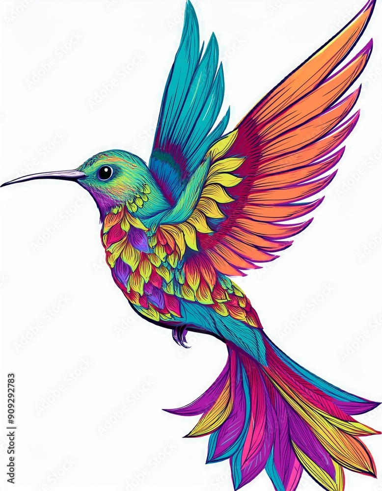 Psychadelic theme Hummingbird. Spirit Animal totem guide illustration Psychadelic theme Hummingbird. Spirit Animal totem guide illustration