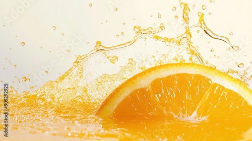 Natural freshly squeezed orange juice. Falling orange, splashes. Fruit smoothie rich in vitamins. The concept of health and proper nutrition