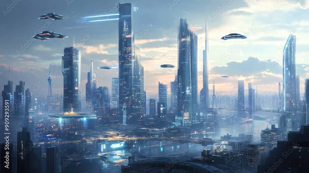Naklejka premium Futuristic Cityscape