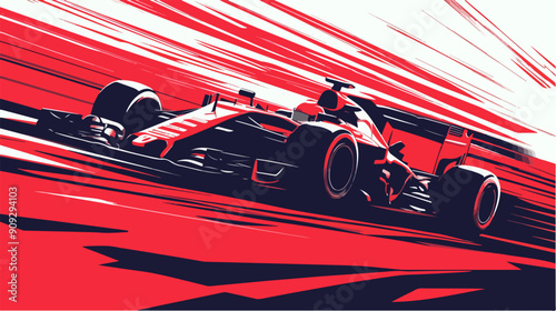 Racing car illustration. Formula one. Motorsport.