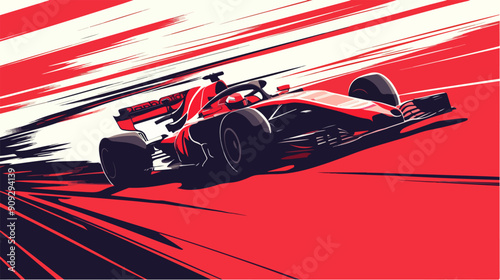 Racing car illustration. Formula one. Motorsport.