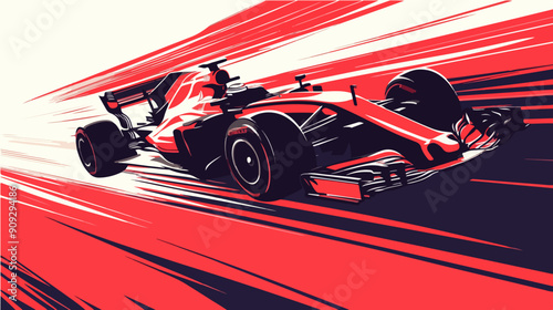 Racing car illustration. Formula one. Motorsport. photo