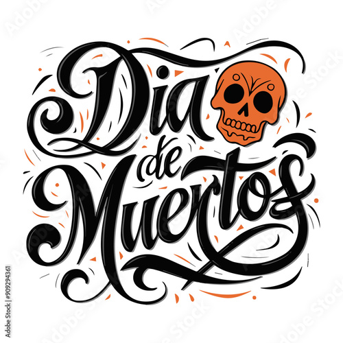 Celebration of Dia de Muertos with artistic skull design in bright colors and details