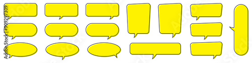 Chat bubble in yellow, quote background, Speech bubble, message box set.