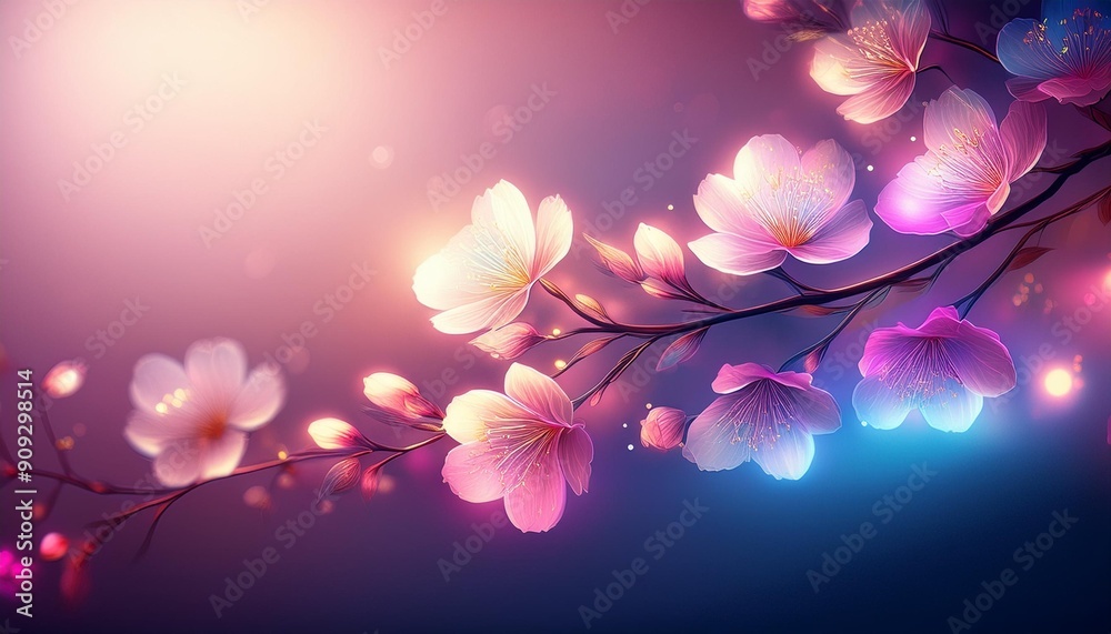 Fototapeta premium Graphic images, cherry blossoms, stylish, simple, beautiful, light, gradient, background images. Generated by AI