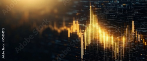Abstract business trends backdrop  golden silhouette  copy space  natural lighting