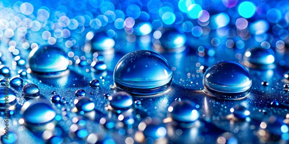 Macro Photography of Blue Water Droplets with Bokeh Background, water drops, macro, bokeh, blue Macro Photography of Blue Water Droplets with Bokeh Background, water drops, macro, bokeh, blue