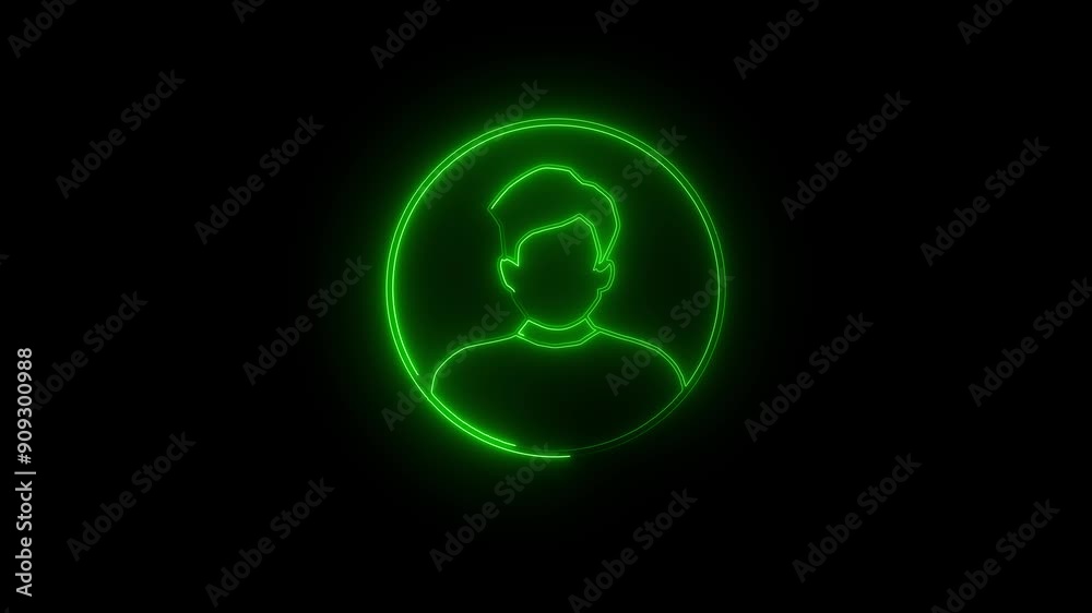 Secure login to user account, bright neon password input with neon sign on a black background. User line icon inside circle Secure login to user account, bright neon password input with neon sign on a black background. User line icon inside circle