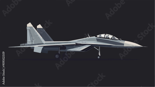 Illustration of a jet fighter. Air force. Military aircraft. Plane.