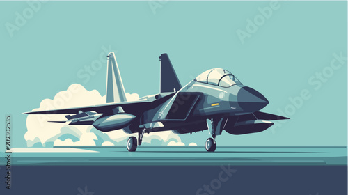 Illustration of a jet fighter. Air force. Military aircraft. Plane.